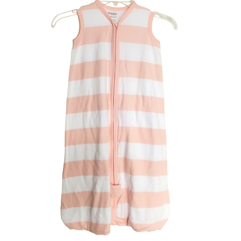 Burt's Bees Baby Beekeeper Sleep Sack Bag Med Pink White Stripe Organic Cotton‎